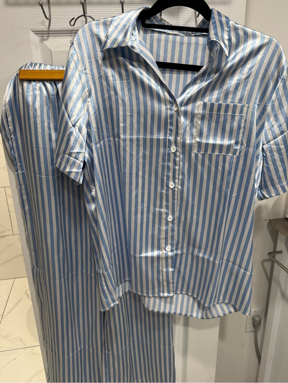 Women’s Blue & White Striped Pajama Set